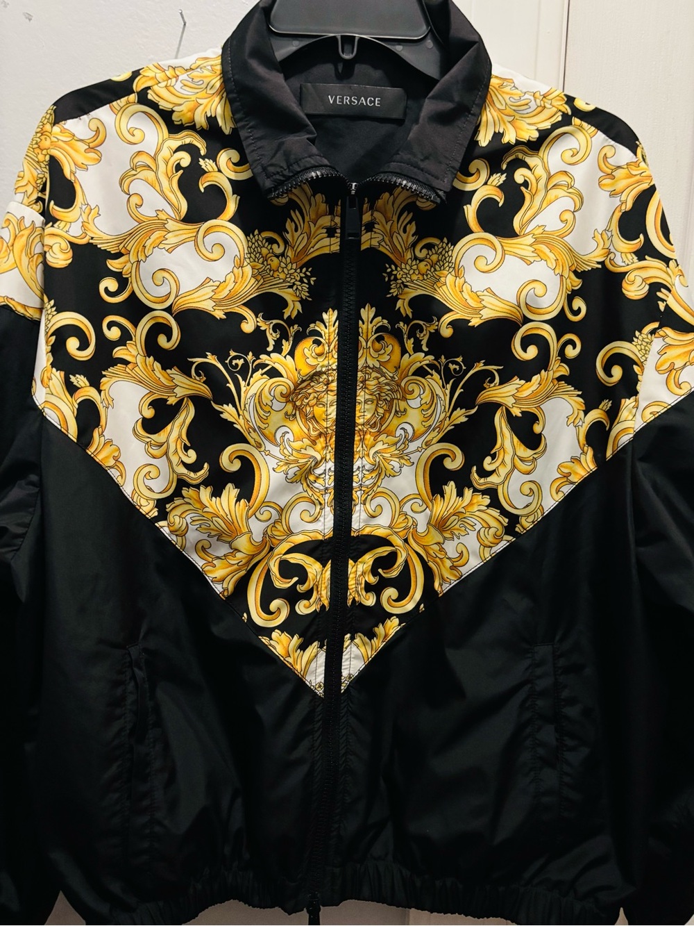 Versace Black & Gold Baroque Windbreaker Jacket